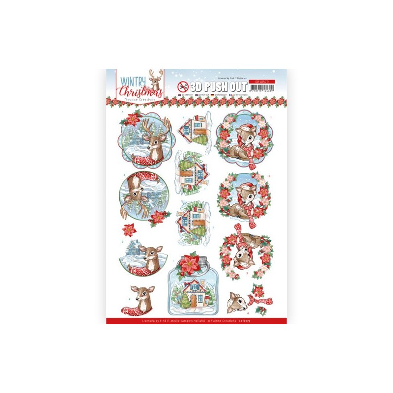 (SB10579)3D Push Out - Yvonne Creations - Wintry Christmas - Christmas Deer