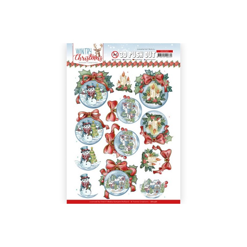 (SB10581)3D Push Out - Yvonne Creations - Wintry Christmas - Christmas Baubles