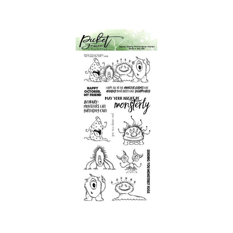 (H-109)Picket Fence Studios You Creep Me Out 4x8 Inch Clear Stamps