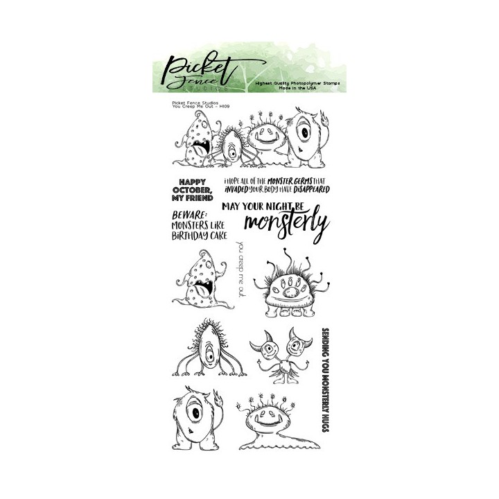 (H-109)Picket Fence Studios You Creep Me Out 4x8 Inch Clear Stamps