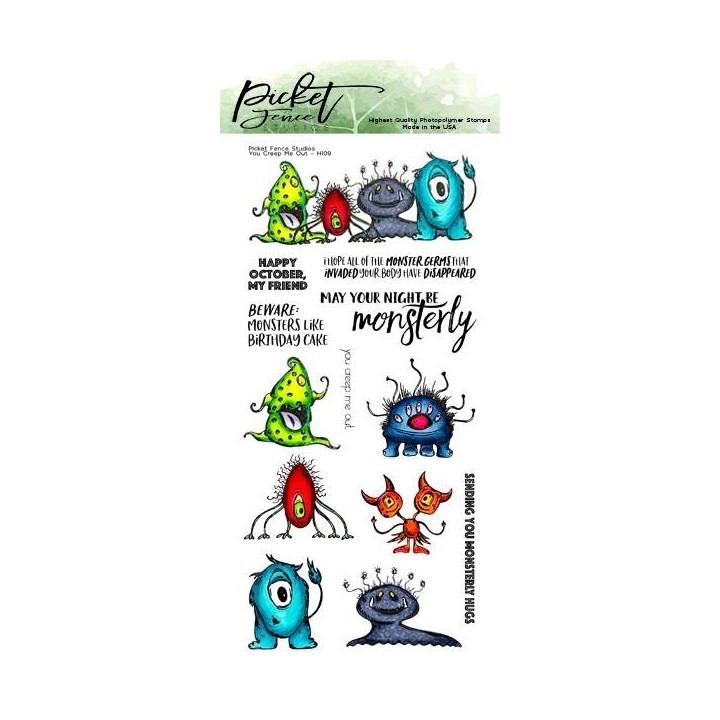 (H-109)Picket Fence Studios You Creep Me Out 4x8 Inch Clear Stamps
