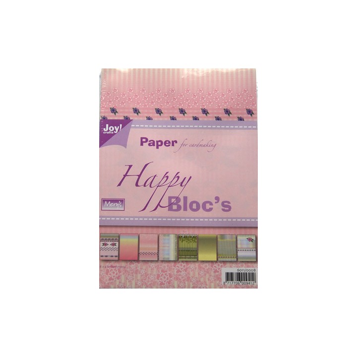 (6011/0008)bloc de papier 15X21 cm Happy rose