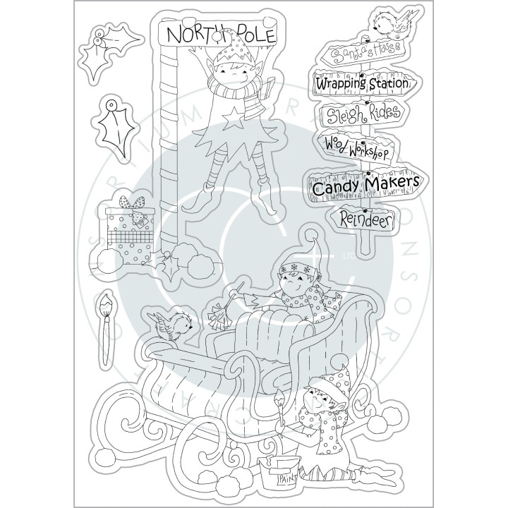 (CCSTMP070)Craft Consortium Made by Elves Sleigh Clear Stamps