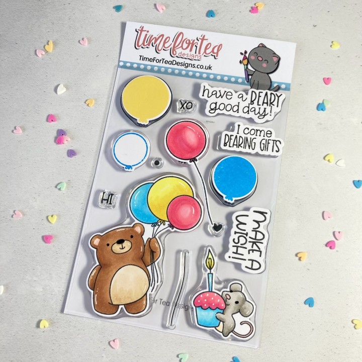 (T4T/717/Bir/Cle)Time For Tea Birthday Bear Clear Stamps