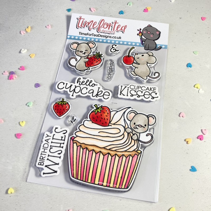 (T4T/723/Hel/Cle)Time For Tea Hello Cupcake Clear Stamps