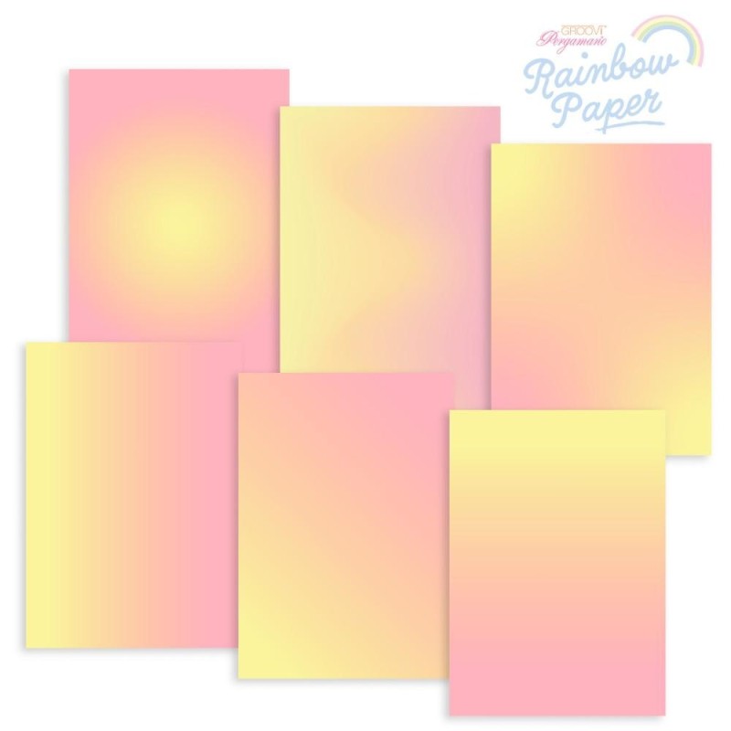 (GRO-AC-42014-XX)GROOVI DESIGNER RAINBOW PAPER - LEMON SORBET SUNRISE A4