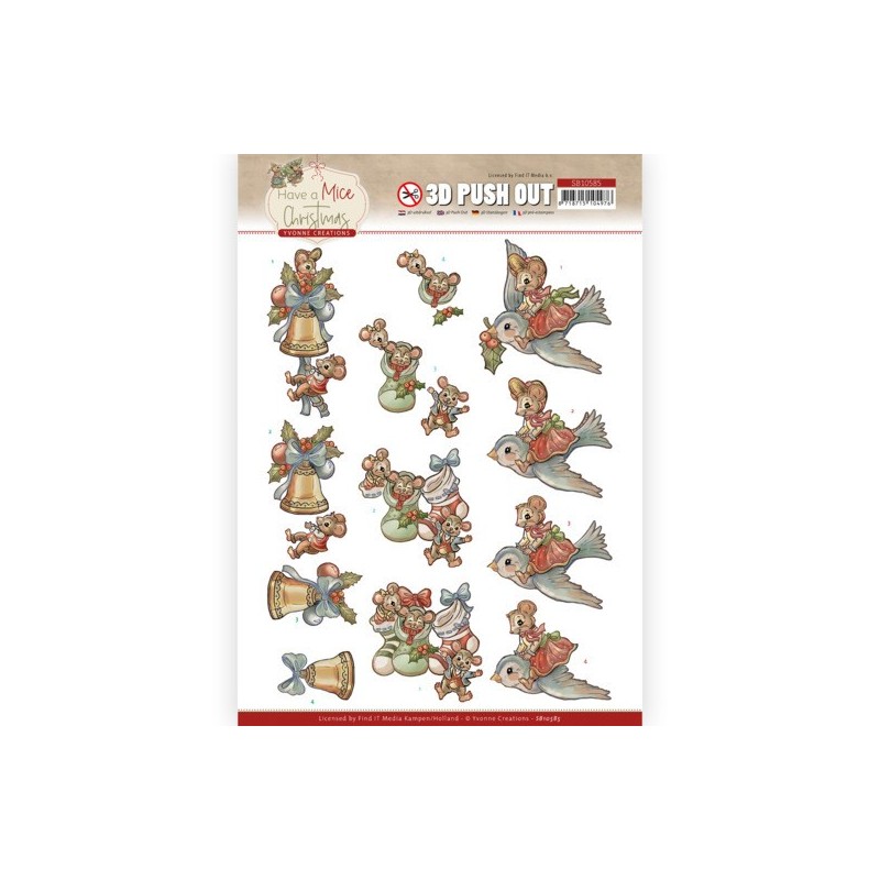 (SB10585)3D Push Out - Yvonne Creations - Have a Mice Christmas - Christmas Socks
