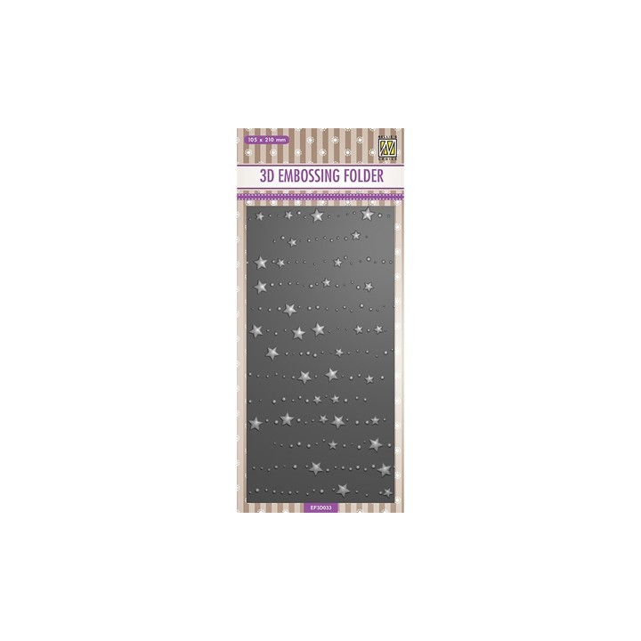 (EF3D033)Nellie's Choice Embossing folder Slimline size, Stars & dots