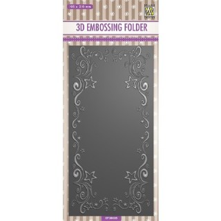 (EF3D035)Nellie's Choice Embossing folder Slimline size, Curs-stars frame
