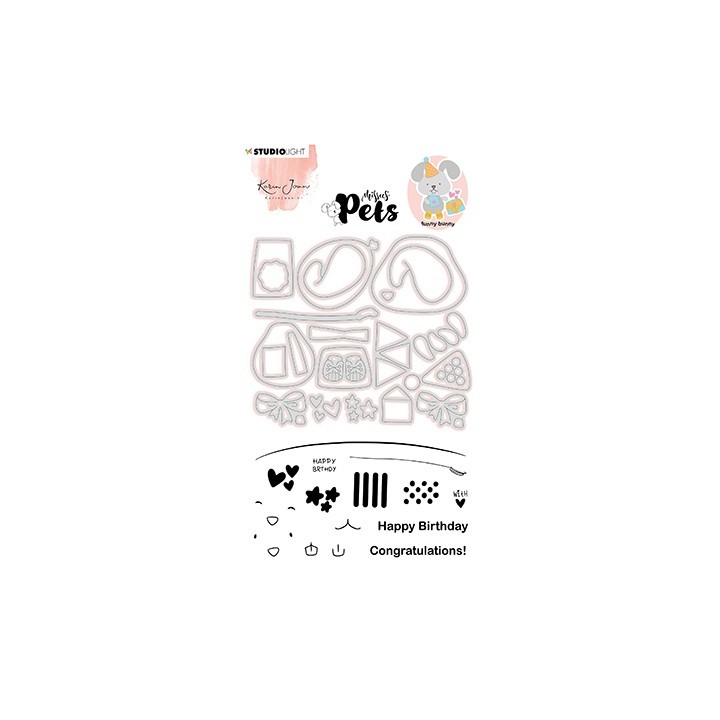 (KJ-MBKJ-SCD05)Studio Light KJ Stamp & Cutting Die, Building Pets Bunny Missees nr.05