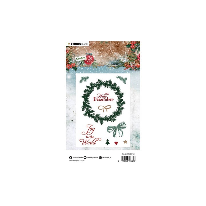 (SL-SJ-STAMP52)Studio light SL Clear stamp Christmas wreath Sending Joy nr.52