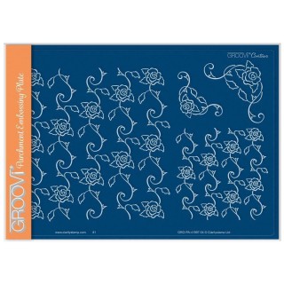 (GRO-PA-41997-04)Groovi Plate A5 LINDA WILLIAMS' GROOVI CONTOURS - ROSES PATTERN