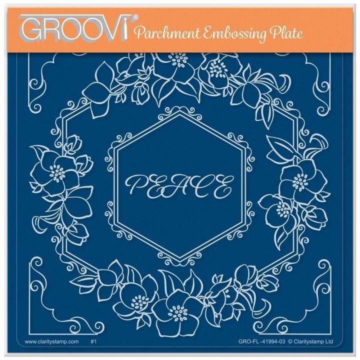 (GRO-FL-41994-03)Groovi Plate A5 LINDA WILLIAMS' GROOVI CONTOURS - HELLEBORE HEXAGON FRAME