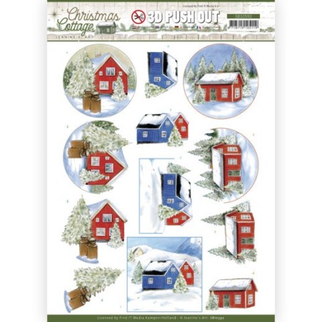 (SB10592)3D Push Out - Jeanine's Art - Christmas Cottage - Winter Cottage