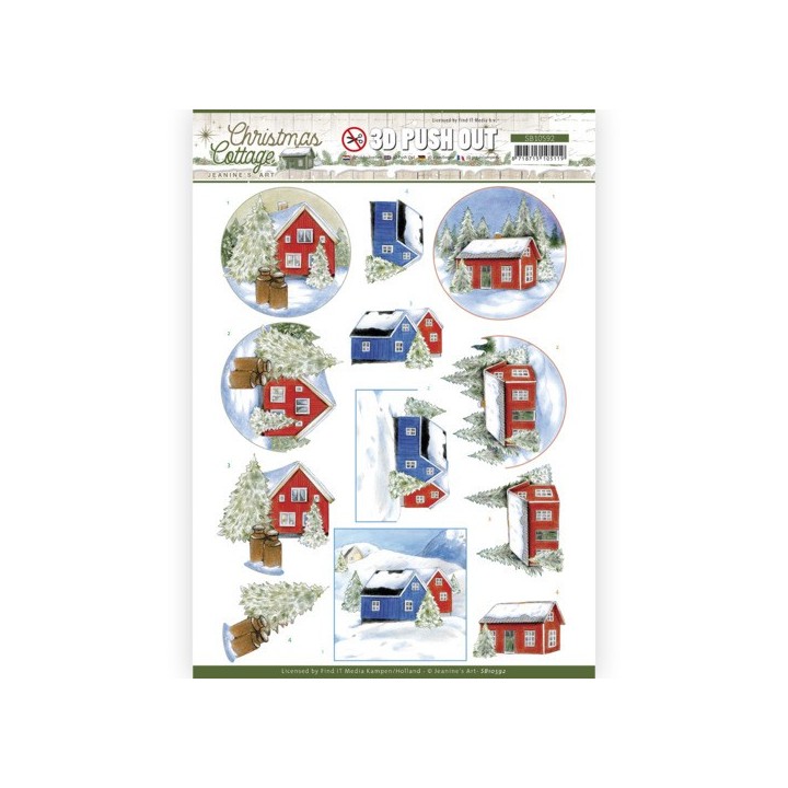 (SB10592)3D Push Out - Jeanine's Art - Christmas Cottage - Winter Cottage