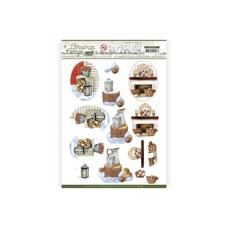 (SB10593)3D Push Out - Jeanine's Art - Christmas Cottage - Wood Decorations