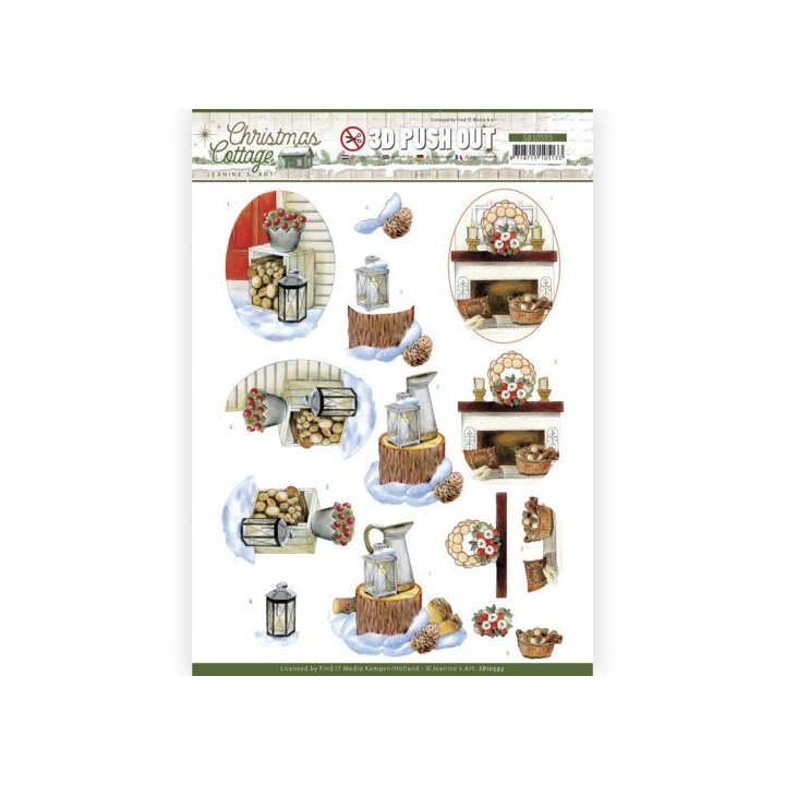 (SB10593)3D Push Out - Jeanine's Art - Christmas Cottage - Wood Decorations