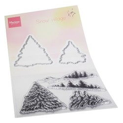 (TC0887)Clear stamp & die set Tiny's Snow village