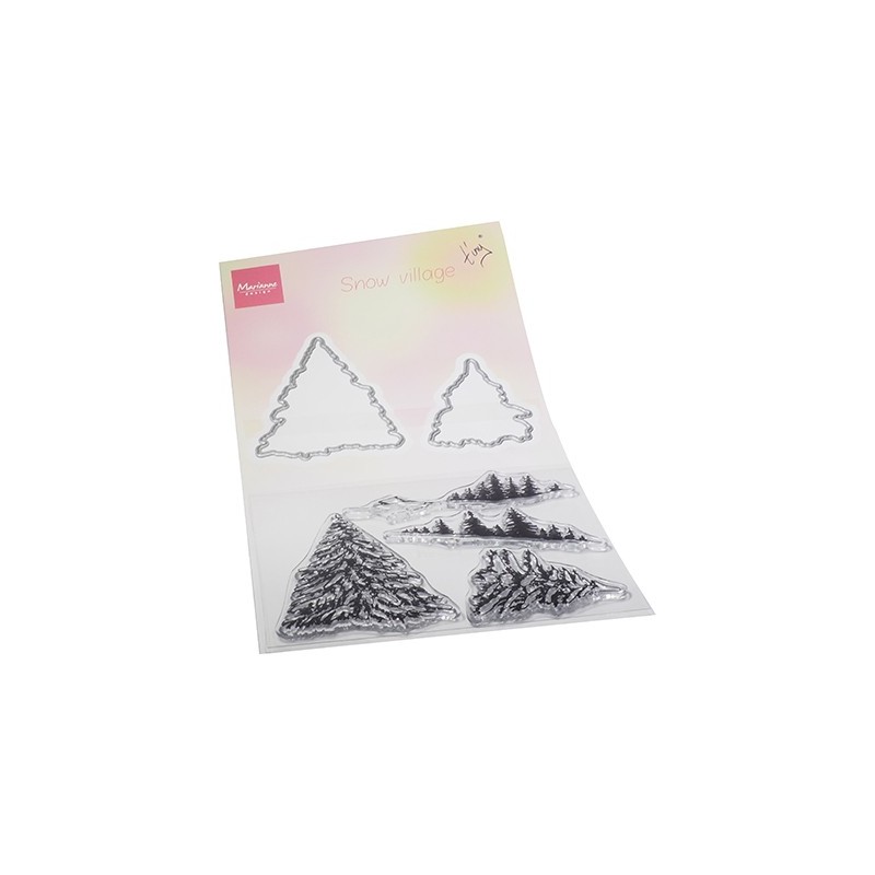 (TC0887)Clear stamp & die set Tiny's Snow village