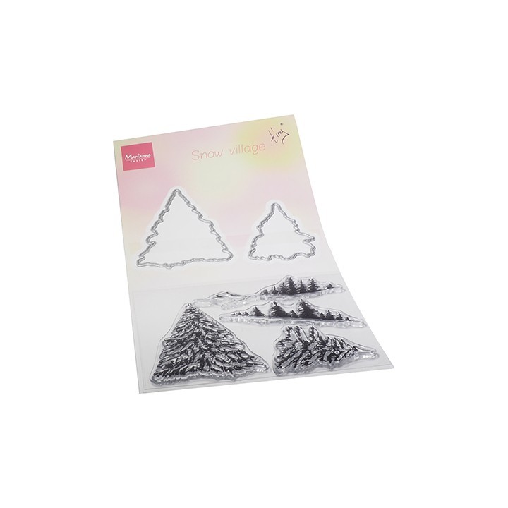 (TC0887)Clear stamp & die set Tiny's Snow village