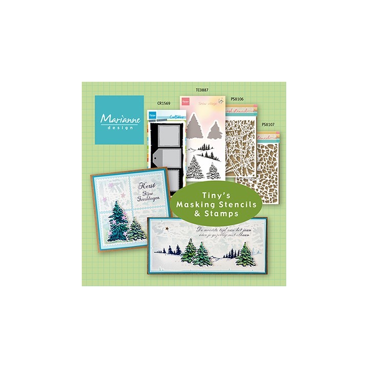 (TC0887)Clear stamp & die set Tiny's Snow village