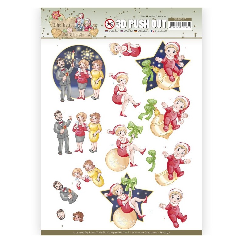 (SB10597)3D Push Out - Yvonne Creations - The Heart of Christmas - Fireworks