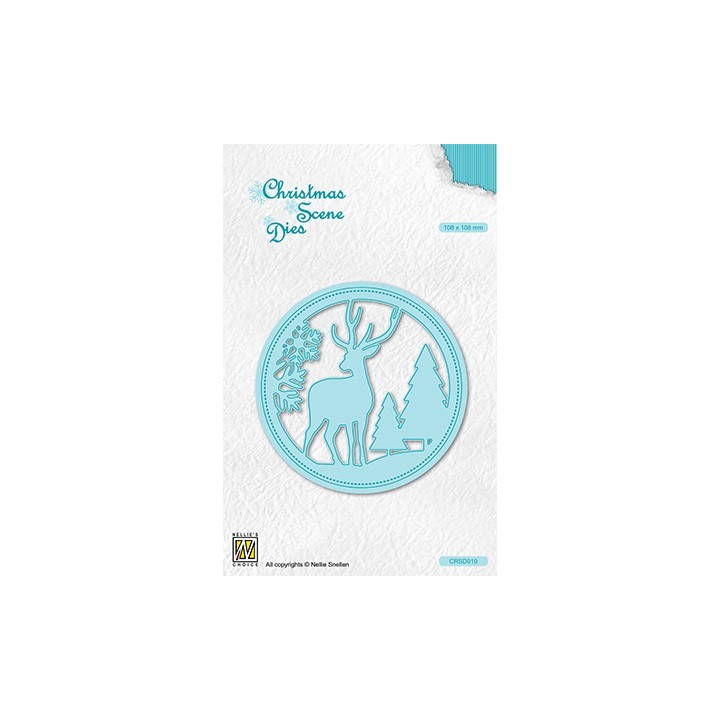 (CRSD019)Nellie's choice Christmas scene dies Round frame Reindeer
