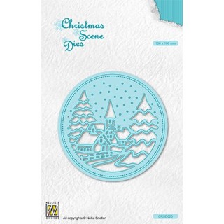 (CRSD020)Nellie's choice Christmas scene dies Round frame Snowy village