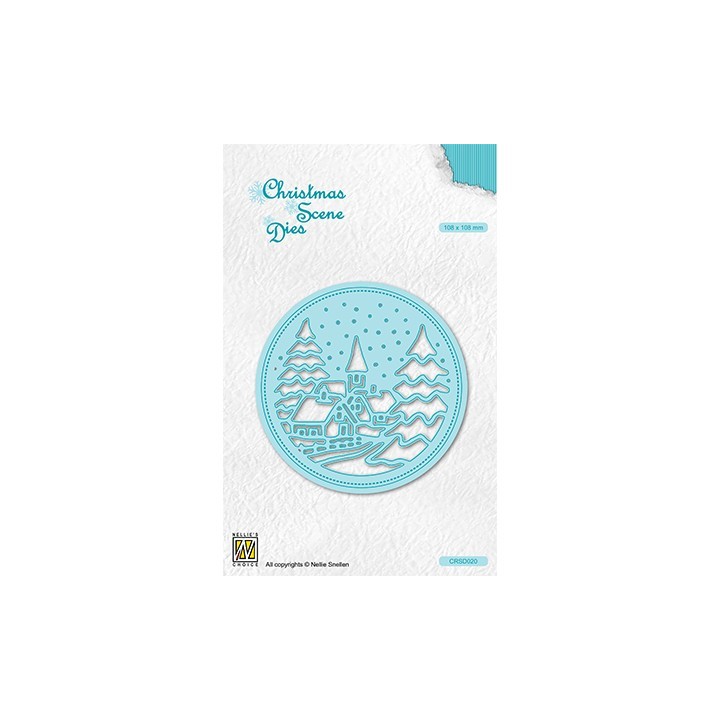 (CRSD020)Nellie's choice Christmas scene dies Round frame Snowy village