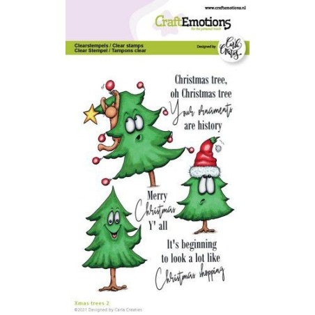 (1522)CraftEmotions clearstamps A6 - Xmas trees 2 (Eng) Carla Creaties