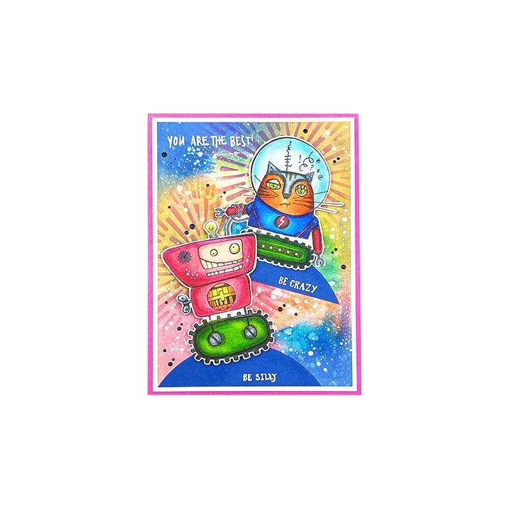 (ABM-OOTW-STAMP71)Studio light ABM Clear Stamp Space Cats Out Of This World nr.71