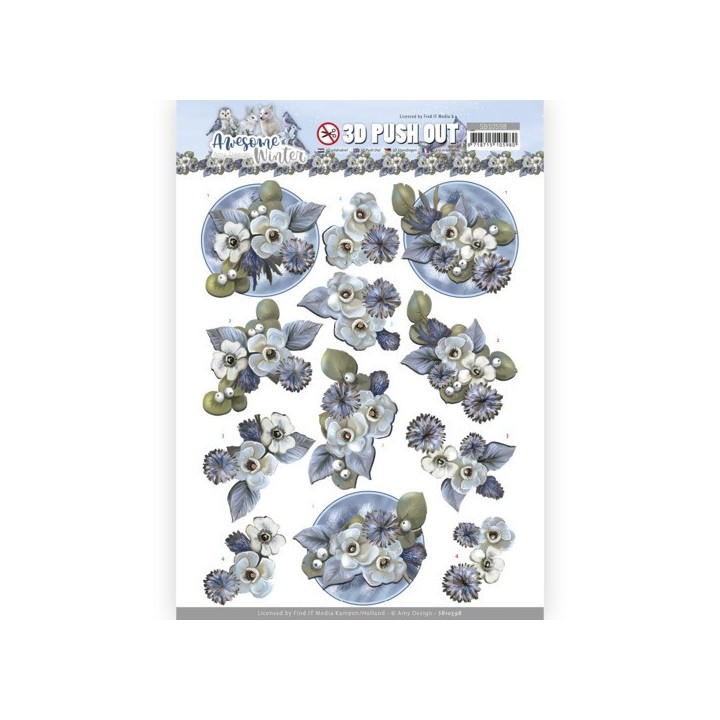 (SB10598)3D Push Out - Amy Design - Awesome Winter - Winter Flowers