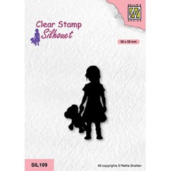 (SIL109)Nellie`s Choice Clearstamp - Girl with bear