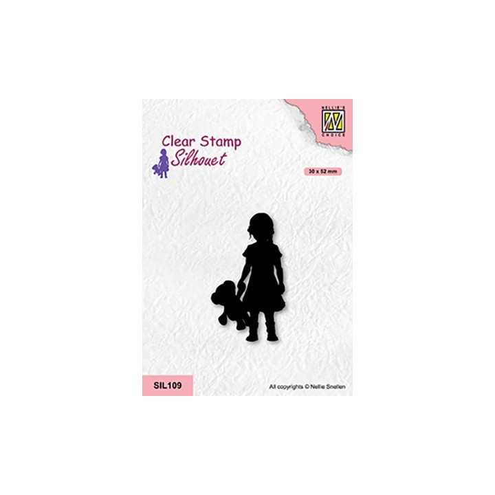 (SIL109)Nellie`s Choice Clearstamp - Girl with bear