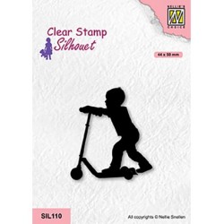 (SIL110)Nellie`s Choice Clearstamp - Boy with scooter