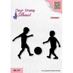 (SIL111)Nellie`s Choice Clearstamp - Boys playing soccer