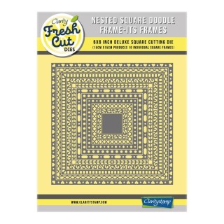 (ACC-DI-31157-66)Clarity NESTED SQUARE HEART DOODLE APERTURE FRAME-ITS DIE SET