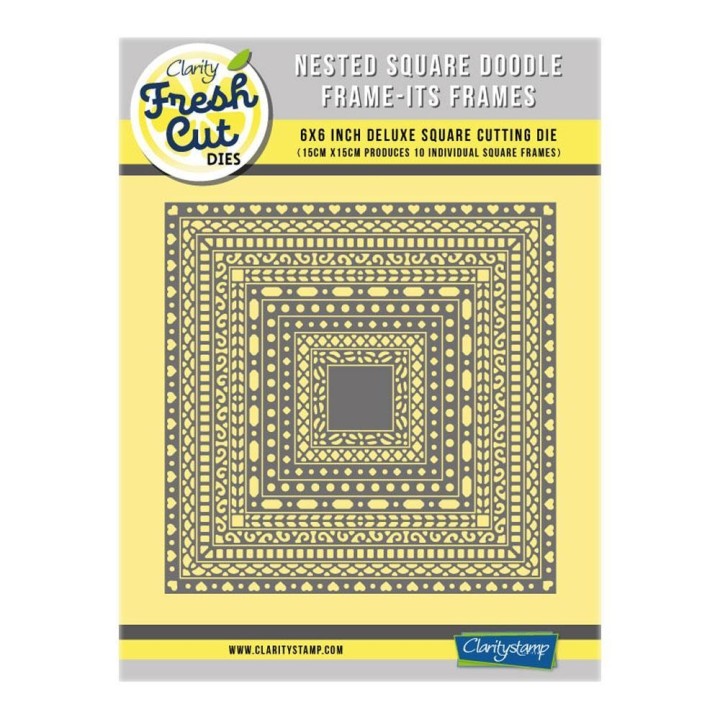 (ACC-DI-31157-66)Clarity NESTED SQUARE HEART DOODLE APERTURE FRAME-ITS DIE SET