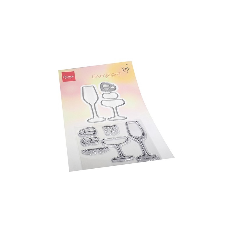 (TC0889)Clear stamp & die set Tiny's Champagne
