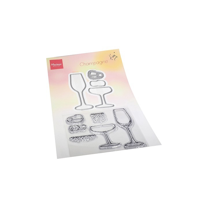 (TC0889)Clear stamp & die set Tiny's Champagne