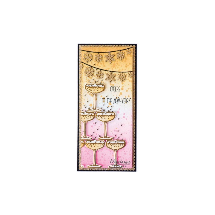 (TC0889)Clear stamp & die set Tiny's Champagne