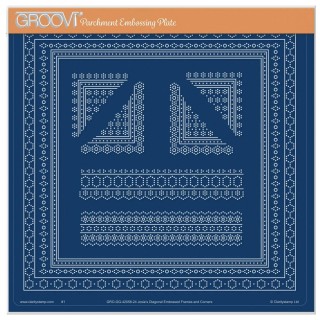 (GRO-GG-42058-24)Groovi Plate A4 JOSIE'S DIAGONAL EMBOSSED FRAMES & CORNERS A4 SQUARE