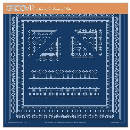 (GRO-GG-42057-24)Groovi Plate A4 JOSIE'S STRAIGHT EMBOSSED FRAMES & CORNERS A4 SQUARE