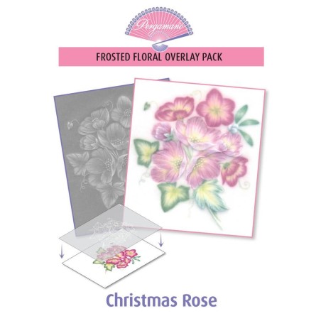 (PER-PA-70417-XX)PERGAMANO - FROSTED FLORAL OVERLAY PACK - CHRISTMAS ROSE