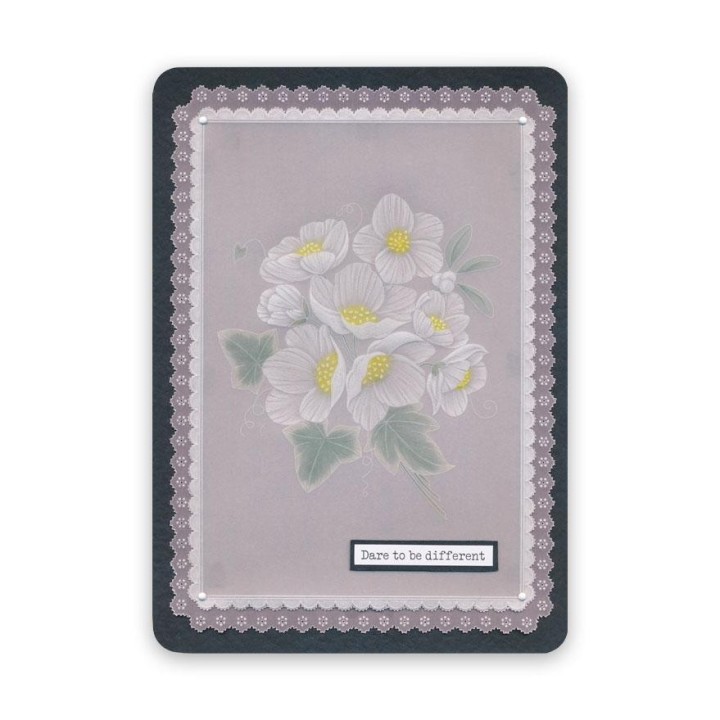 (PER-PA-70417-XX)PERGAMANO - FROSTED FLORAL OVERLAY PACK - CHRISTMAS ROSE