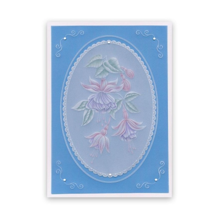 (PER-PA-70418-XX)PERGAMANO - FROSTED FLORAL OVERLAY PACK - FUCHSIA