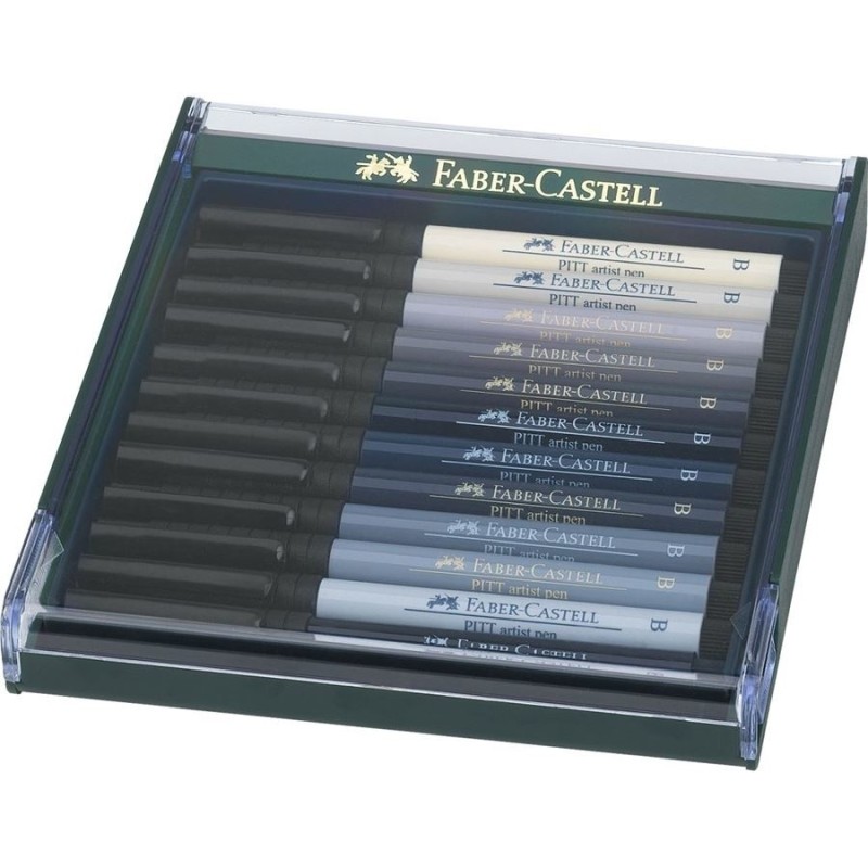 (FC-267423)Faber Castell Pitt Artist Pen Brush Grey (12pcs)