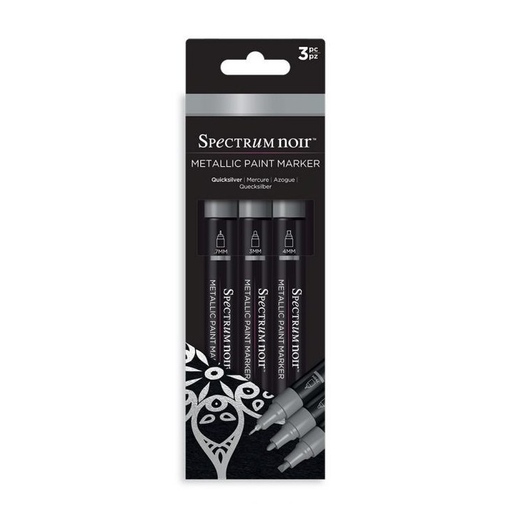 (SN-MTPM-SIL3)Spectrum Noir Metallic Paint Markers Quicksilver (3pcs)