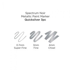 (SN-MTPM-SIL3)Spectrum Noir Metallic Paint Markers Quicksilver (3pcs)