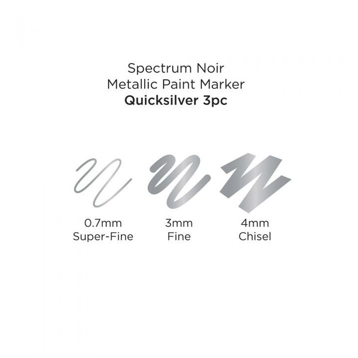 (SN-MTPM-SIL3)Spectrum Noir Metallic Paint Markers Quicksilver (3pcs)
